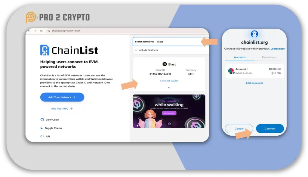 chainlist blast to metamask
