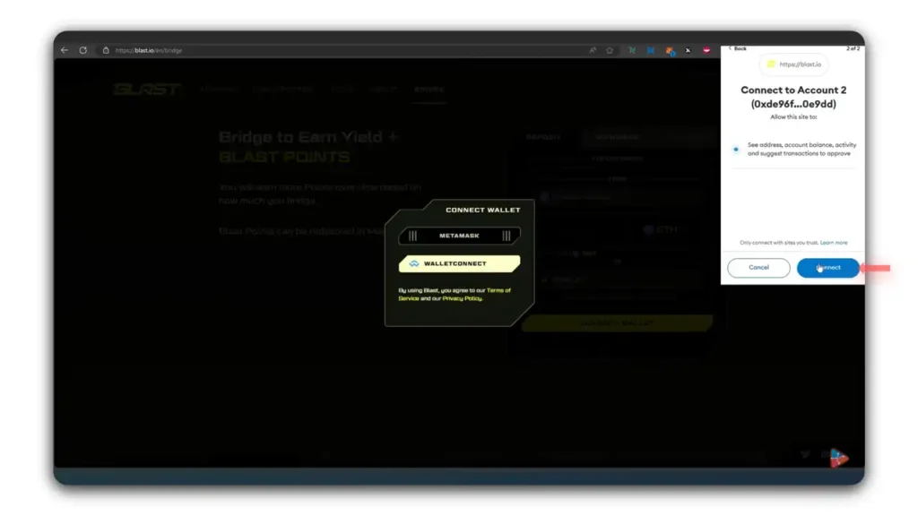 connect metamask with $blast blockchain